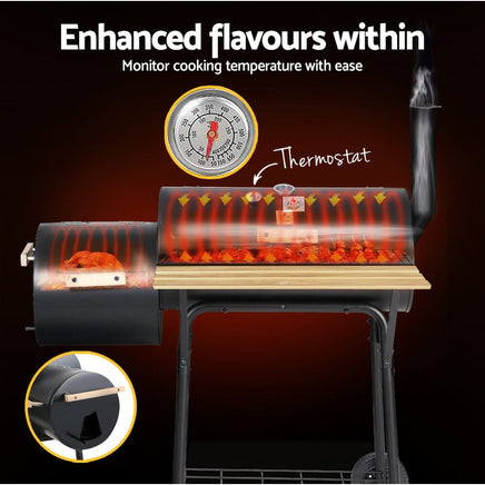 Grillz 2-in-1 Offset BBQ Smoker - Black Kings Warehouse