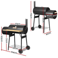 Grillz 2-in-1 Offset BBQ Smoker - Black Kings Warehouse