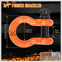 Heavy Duty 9.1M Recovery Tow Straps Snatch Kit - 32,000 LBS Break Strength with D-Ring Shackles for Off-Roading Recovery and Hauling Kings Warehouse