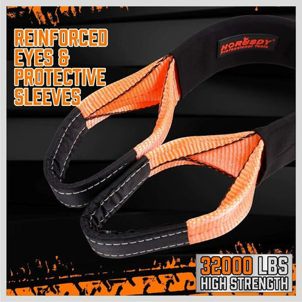 Heavy Duty 9.1M Recovery Tow Straps Snatch Kit - 32,000 LBS Break Strength with D-Ring Shackles for Off-Roading Recovery and Hauling Kings Warehouse