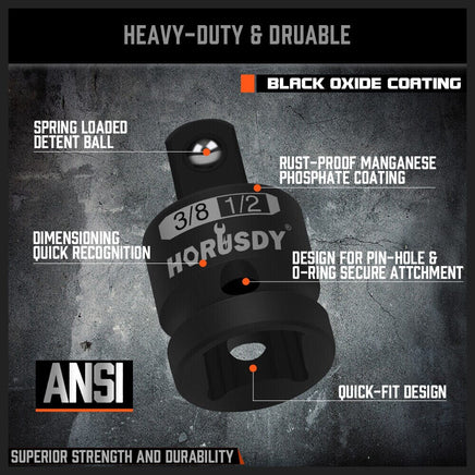 HORUSDY 5Pcs Impact Socket Adapter Set Socket Reducer 1/4 3/8 1/2 Inch Drive Kings Warehouse