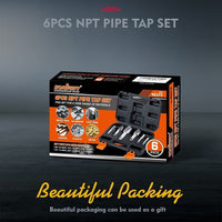 HORUSDY 6Pc NPT Pipe Tap Set Thread Tap Screw Tool 1/8" 1/4" 3/8" 1/2" 3/4" 1" Kings Warehouse