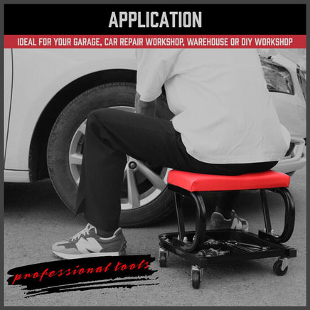 HORUSDY Rolling Creeper Seat Workshop Mechanic Stool Garage Repair Storage Tray Kings Warehouse