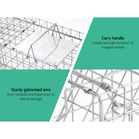 Humane Animal Trap Cage 150 x 50 x 53cm - Silver Pet Care > Pest Control Kings Warehouse