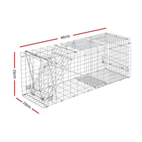 Humane Animal Trap Cage 66 x 23 x 25cm - Silver Farm Supplies Kings Warehouse