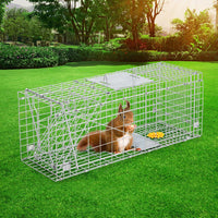 Humane Animal Trap Cage 66 x 23 x 25cm - Silver Farm Supplies Kings Warehouse