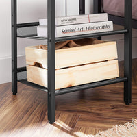 Industrial Set of 2 Bedside Tables with Adjustable Mesh Shelves Rustic Brown and Black bedroom furniture Kings Warehouse