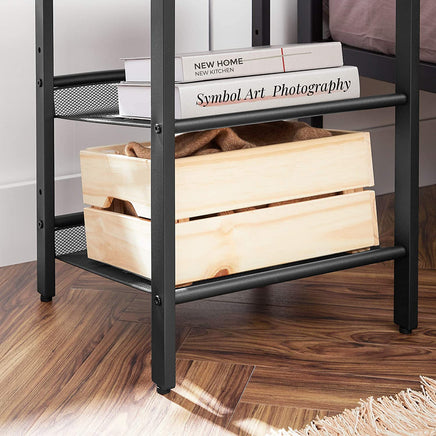 Industrial Set of 2 Bedside Tables with Adjustable Mesh Shelves Rustic Brown and Black bedroom furniture Kings Warehouse