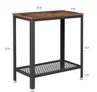 Industrial Side Table 2-Tier With Mesh and Metal Frame Rustic Brown dining Kings Warehouse