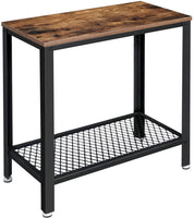 Industrial Side Table 2-Tier With Mesh and Metal Frame Rustic Brown dining Kings Warehouse