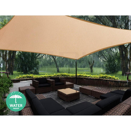 Instahut 2 x 4m Waterproof Rectangle Shade Sail Cloth - Sand Beige Shading Kings Warehouse