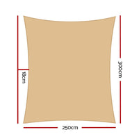 Instahut 2.5x3m Shade Sail Sun Shadecloth 280gsm Sand Shading Kings Warehouse