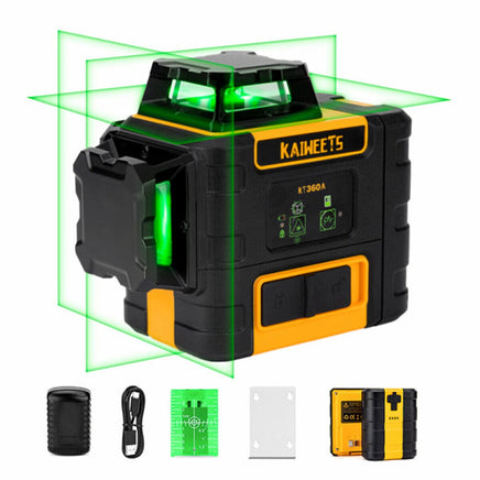 KAIWEETS KT360A Green Laser Level 3 X 360° Rotary Self Leveling with 1 Rechargeable Battery KingsWarehouse