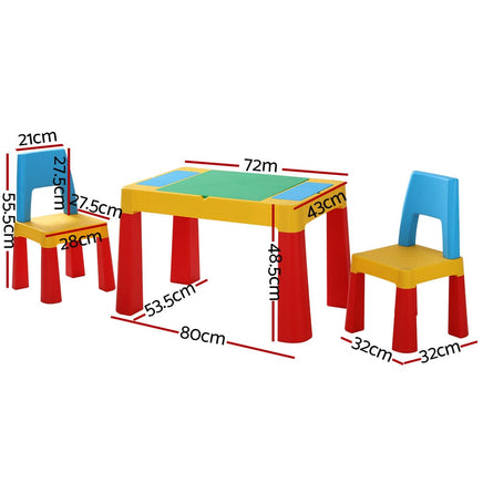 Keezi 3PCS Kids Table and Chairs Set Activity Chalkboard Toys Storage Box Desk Kings Warehouse