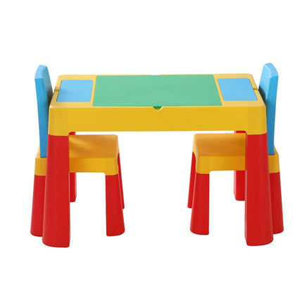 Keezi 3PCS Kids Table and Chairs Set Activity Chalkboard Toys Storage Box Desk Kings Warehouse