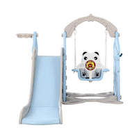 Keezi Kids 170cm Slide and Swing Set Playground Basketball Hoop Ring Outdoor Toys Blue Kings Warehouse 