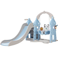 Keezi Kids 170cm Slide and Swing Set Playground Basketball Hoop Ring Outdoor Toys Blue Kings Warehouse 