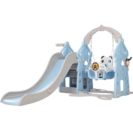 Keezi Kids 170cm Slide and Swing Set Playground Basketball Hoop Ring Outdoor Toys Blue Kings Warehouse
