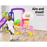 Keezi Kids 7-in-1 Slide Swing with Basketball Hoop Toddler Outdoor Indoor Play Baby & Kids Kings Warehouse