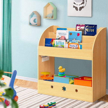 Keezi Kids Bookshelf Children Toys Storage Shelf Rack Organiser Bookcase Display Kings Warehouse