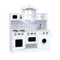 Keezi Kids Kitchen Set Pretend Play Food Sets Childrens Utensils Toys White Kids Kings Warehouse 