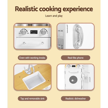 Keezi Kids Kitchen Set Pretend Play Wooden Toys Cooking Cookware Childrens Toy Kings Warehouse