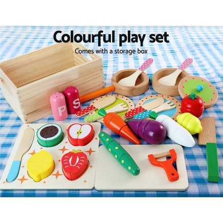 Keezi Kids Pretend Play Food Kitchen Wooden Toys Childrens Cooking Utensils Food Kings Warehouse