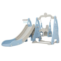 Keezi Kids Slide 170cm Extra Long Swing Basketball Hoop Toddlers PlaySet Blue Kings Warehouse 