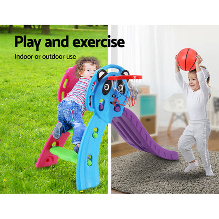 Keezi Kids Slide with Basketball Hoop Outdoor Indoor Playground Toddler Play Baby & Kids Kings Warehouse