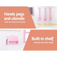 Keezi Kids Wooden Kitchen Play Set - White & Pink Baby & Kids Kings Warehouse