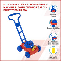 Kids Bubble Lawnmower Bubbles Machine Blower Outdoor Garden Party Toddler Toy Kings Warehouse 