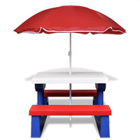 Kids' Picnic Table with Benches and Parasol Multicolour Kings Warehouse 