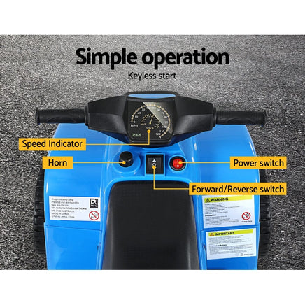 Kids Ride On ATV Quad Motorbike Car 4 Wheeler Electric Toys Battery Blue Kings Warehouse