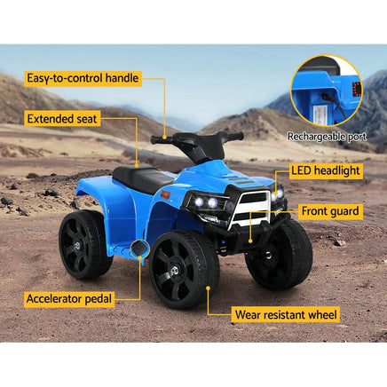 Kids Ride On ATV Quad Motorbike Car 4 Wheeler Electric Toys Battery Blue Kings Warehouse