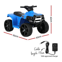 Kids Ride On ATV Quad Motorbike Car 4 Wheeler Electric Toys Battery Blue Kings Warehouse
