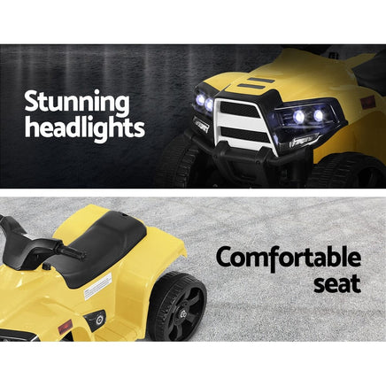 Kids Ride On ATV Quad Motorbike Car 4 Wheeler Electric Toys Battery Yellow Kings Warehouse