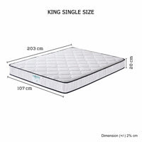 King Single Size Mattress in 6 turn Pocket Coil Spring and Foam Best value Kings Warehouse 