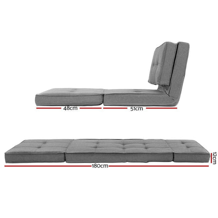 Kings Lounge Sofa Bed Floor Couch Chaise Chair Recliner Futon Folding Grey Kings Warehouse