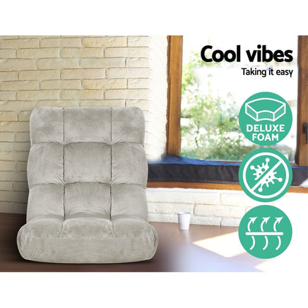 Kings Lounge Sofa Floor Recliner Futon Chaise Folding Couch Grey Kings Warehouse