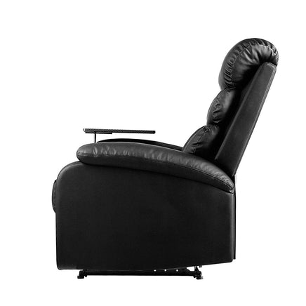 Kings Recliner Chair Armchair Lounge Sofa Chairs Couch Leather Black Tray Table Kings Warehouse