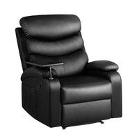 Kings Recliner Chair Armchair Lounge Sofa Chairs Couch Leather Black Tray Table Kings Warehouse