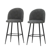Kings Set of 2 Bar Stools Kitchen Dining Chair Stool Chairs Sherpa Boucle Charcoal bar stools Kings Warehouse
