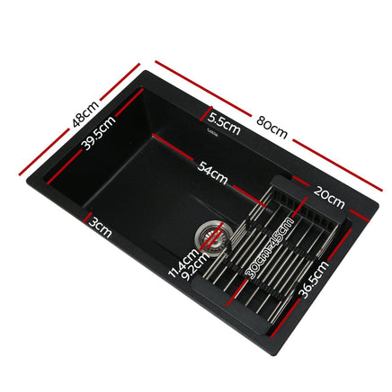 Kitchen Sink 80X48CM Granite Stone Kitchen Sinks in Black Kings Warehouse