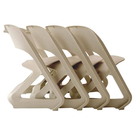 KW Set of 4 Dining Chairs Office Cafe Lounge Seat Stackable Plastic Leisure Chairs Beige dining Kings Warehouse