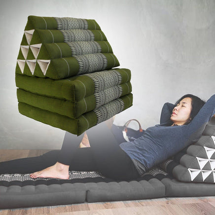 Large Thai Triangle Pillow THREE FOLDS Green Kings Warehouse