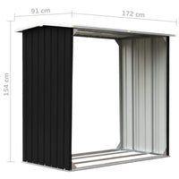 Log Storage Shed Galvanised Steel 172x91x154 cm Anthracite Kings Warehouse