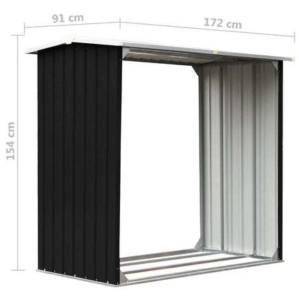Log Storage Shed Galvanised Steel 172x91x154 cm Anthracite Kings Warehouse