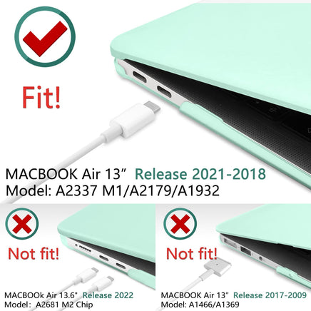 MacBook Air 13 Inch Case 2020 2019 2018, A1932, A2179, A2337 Shell Case Keyboard Cover Green Kings Warehouse