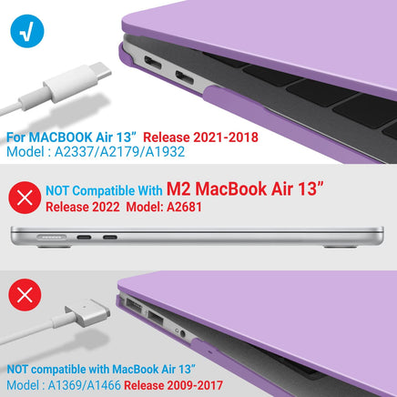 MacBook Air 13 Inch Case 2020 2019 2018, A1932, A2179, A2337 Shell Case Keyboard Cover Purple Kings Warehouse