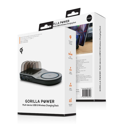 mbeat Gorilla Power 50W Qi Certified Multi-Device USB & Wireless Charging Dock Kings Warehouse